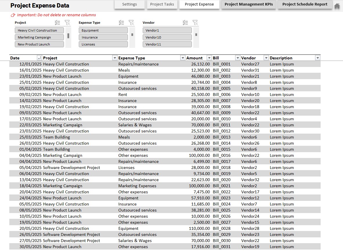 Project Expense Tracker